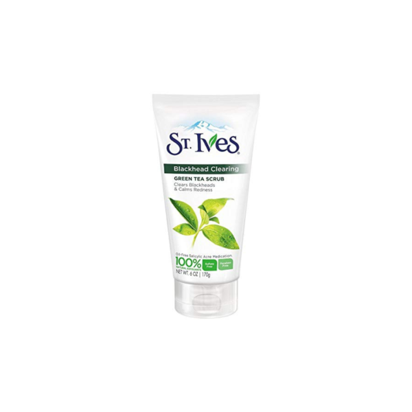 St. Ives Blackhead Clearing Green Tea Face Scrub 170g – Pore Unclogging & Redness Calming Cleanser (Imported Edition)