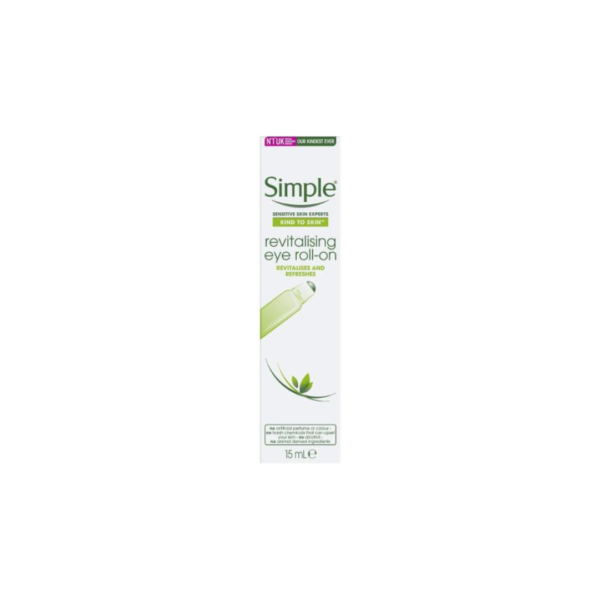 Simple Kind to Skin Revitalising Eye Roll-On 15ml – Anti-Puffiness & Dark Circles Cooling Eye Serum (Imported)