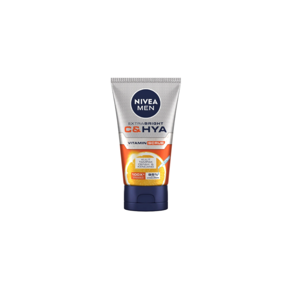 Nivea Men Extra Bright C & Hya Vitamin Scrub 100ml – Deep Pore Exfoliating & Skin Brightening Cleanser (Imported)