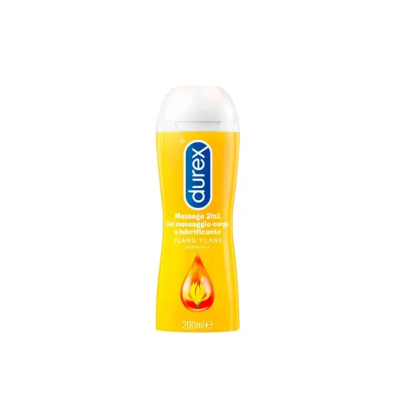 Durex Massage 2in1 Gel Massaggio Corpo e Lubrificante Ylang Ylang Sensual 200ml – Exotic Water-Based Intimate Lube & Body Massage Gel (Imported)