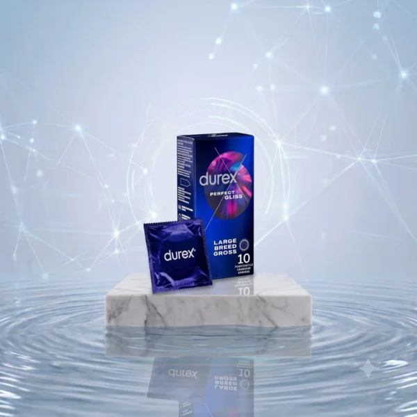 Durex Perfect Gliss Large Breed Gross 10 Pack – Extra Lubricated Long-Lasting Silicone Lube Large Fit Latex Condoms (Imported)