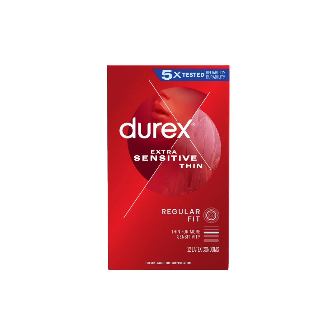 58 Durex Extra Sensitive Thin Regular Fit Condoms 12 Pack – 5X Tested Ultra-Thin Natural Latex Condoms (Imported) - Image 1