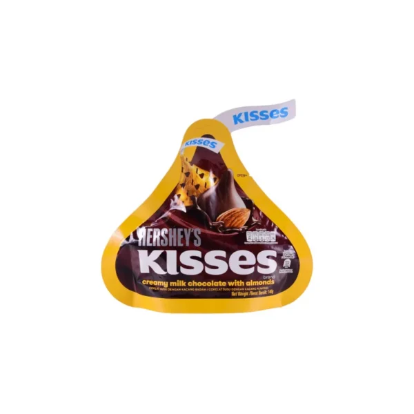 Hershey's Kisses Creamy Milk Chocolate with Almonds Pouch 146g – Individually Wrapped