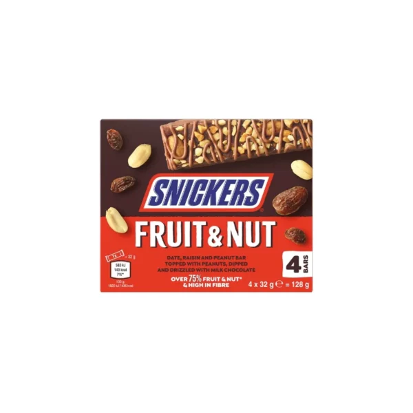 Snickers Triple Treat Fruit & Nut Multipack – 4 x 32g Snack Bars