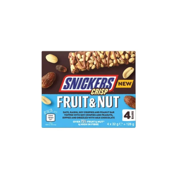 Snickers Crisp Triple Treat Fruit, Nut & Rice Puffs – 4 x 32g Multipack