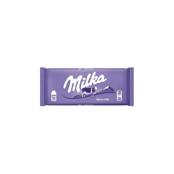 Milka Alpine Milk Chocolate Bar 100g – Silky Smooth & 100% Alpine Milk