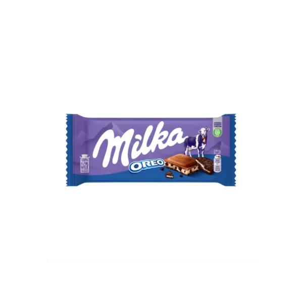 Milka Oreo Milk Chocolate Bar 100g – Alpine Milk Chocolate with Oreo Cookie Bits