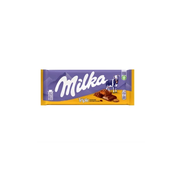 Milka Triple Choco Cocoa 90g – 3-in-1 Texture: Liquid, Creamy & Crunchy