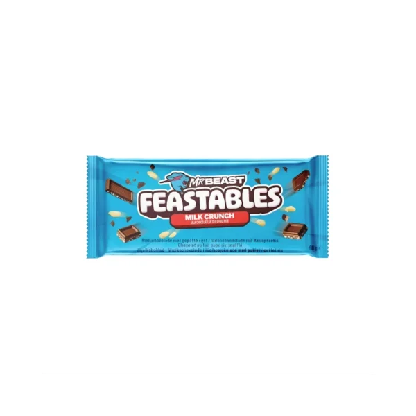 Feastables MrBeast Milk Crunch Chocolate Bar 60g – Crispy Puffed Rice & Creamy Milk Chocolate
