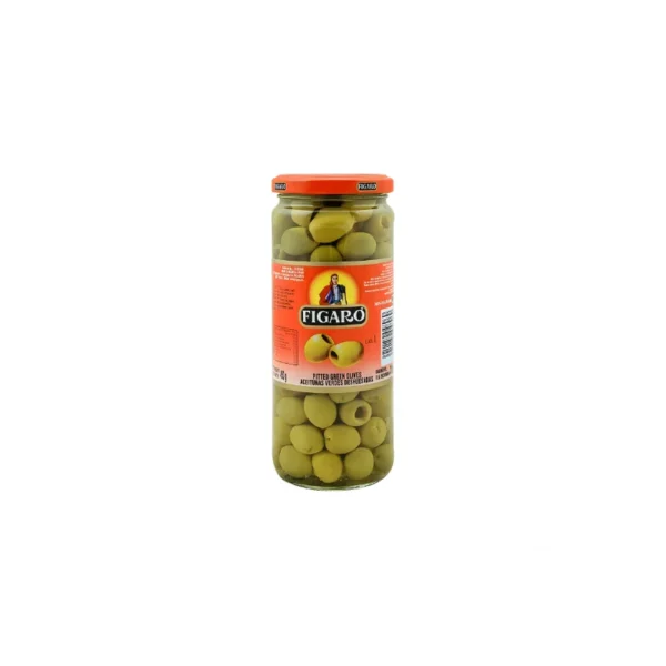 Figaro Plain Green Olives 240g – Premium Spanish Whole Olives in Glass Jar