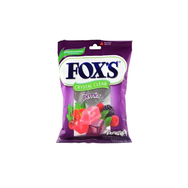 Fox’s Crystal Clear Berries Candy 90g – Strawberry, Raspberry & Blueberry Flavors