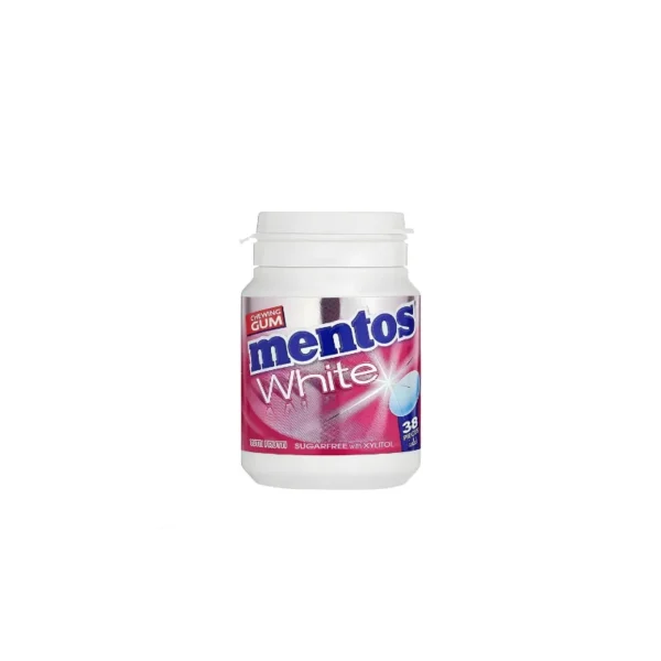 Mentos White Peppermint 40-Piece Bottle – Sugar-Free Whitening Gum with Xylitol