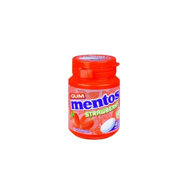 Mentos Strawberry Fruit Chewy Dragees – Large Shareable Jar / Bottle