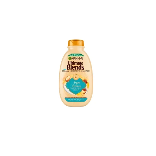 Garnier Ultimate Blends Argan Richness Shampoo 400ml – With Argan Oil & Almond Cream for Very Dry, Unruly Hair