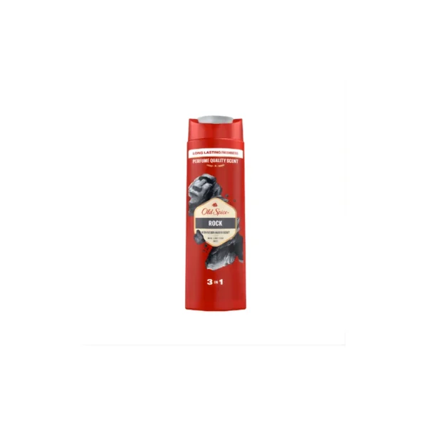 Old Spice Rock with Charcoal 3-in-1 Shower Gel (400ml) – Deep Cleansing Charcoal | Body, Hair & Face Wash | Unforgettable Amber & Citrus Scent | Best Price in Pakistan | DailyStore.pk