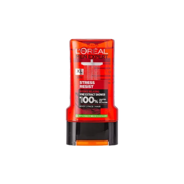 L'Oréal Men Expert Stress Resist Shower Gel (300ml) – 3-in-1 Relaxing Face, Body & Hair Wash | Enriched with Vine Extract | Woody & Fruity Fragrance | Best Price in Pakistan | DailyStore.pk
