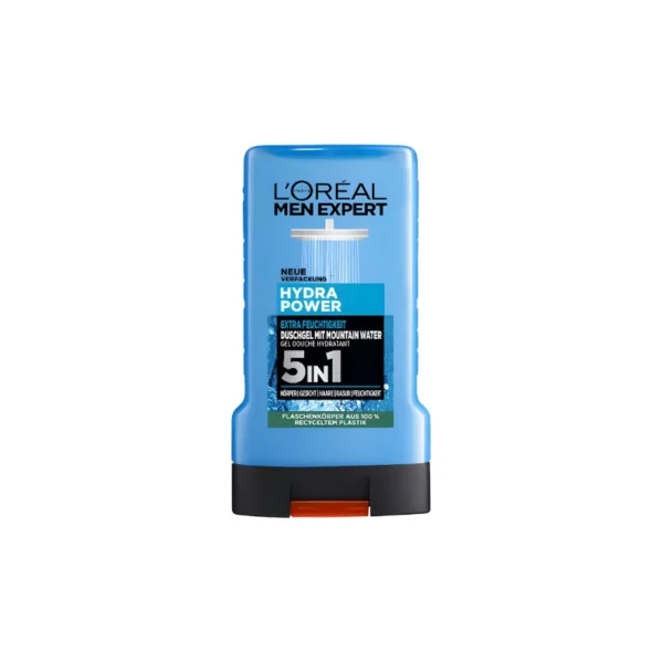 L'Oréal Men Expert Hydra Power 5-in-1 Shower Gel (300ml) – Mountain Water Enriched | Body, Face, Hair, Shave & Moisturize | 24H Intense Hydration | Best Price in Pakistan | DailyStore.pk