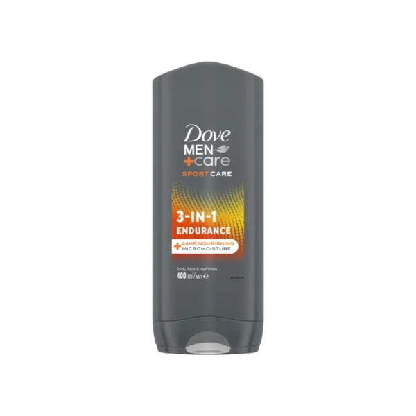 Dove Men+Care Sport Care Endurance 3-in-1 Body, Face & Hair Wash 400ml – With Orange Peel Extract & 24H MicroMoisture (Imported)
