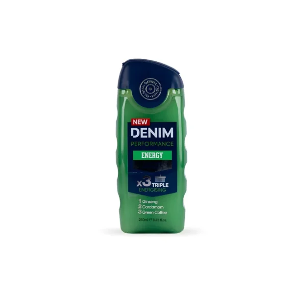 Denim Energy Shower Gel 250ml – With Cooling Menthol & Refreshing Fragrance for 24-Hour Vitality (Imported)