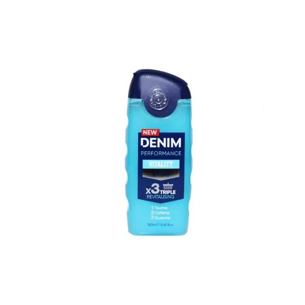 Denim Vitality 2-in-1 Body & Face Wash 250ml – With Triple Vitality Complex & Revitalizing Minerals (Imported)