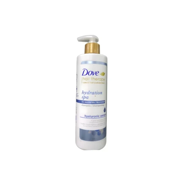 Dove Hair Therapy Hydration Spa Sulfate-Free Shampoo 400ml – US Variant with Hyaluronic Serum for 24-Hour Hydration (Imported)