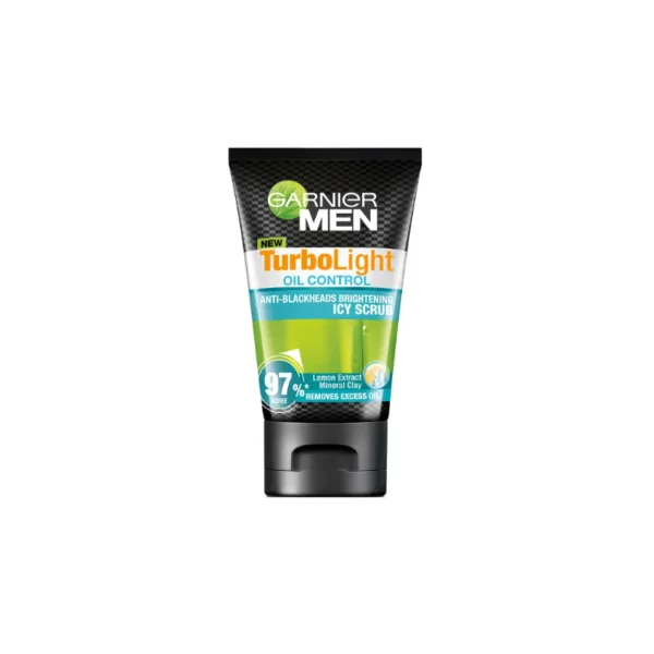 Garnier Men TurboBright Oil Control Facial Foam 100ml – Icy Scrub & Anti-Shine Cleanser