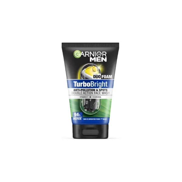 Garnier Men TurboBright Dark Spots + Dirt Reduction Double Action Icy Duo Foam 100ml – 94% Spot & Dirt Clearance Face Wash