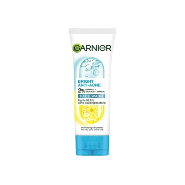 Garnier SkinActive Bright Complete Anti-Acne Cleansing Foam 100ml – 2% Vitamin C + Salicylic Acid Face Wash (Imported)
