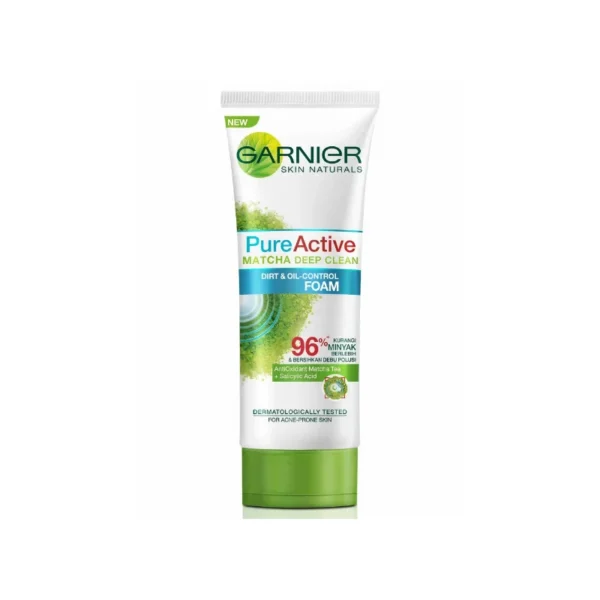 Garnier Pure Active Matcha Deep Clean Detoxifying Foam 100g – Antioxidant Pore Cleanser (Imported)
