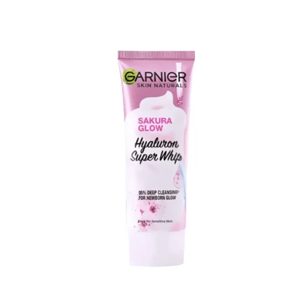 Garnier Sakura Glow Hyaluronic Super Whip Foam 100ml – Deep Pore Cleanser & Soft Glow Face Wash (Imported)