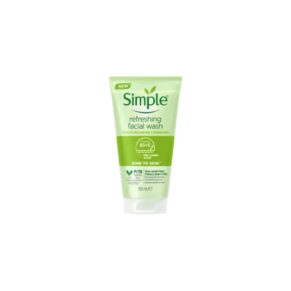 Simple Kind to Skin Refreshing Facial Wash 150ml – 100% Soap-Free Gel Cleanser (Imported)