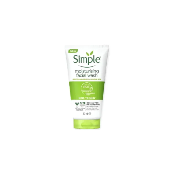 Simple Kind to Skin Moisturising Facial Wash 150ml – Hydrating Soap-Free Cream Cleanser (Imported)