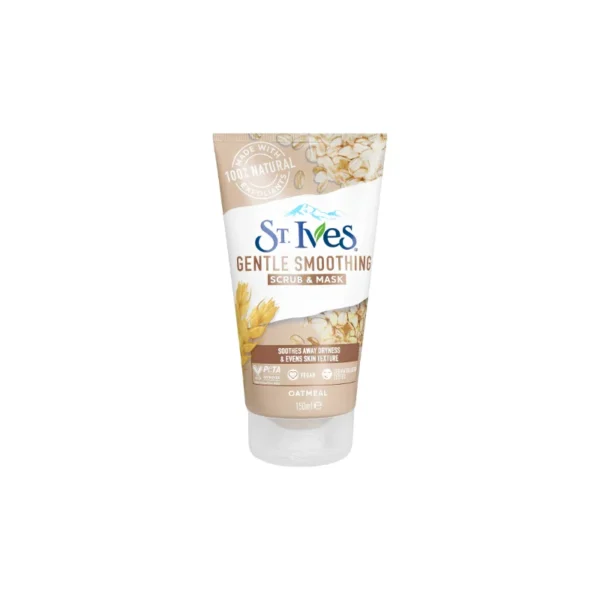 St. Ives Gentle Smoothing Oatmeal Scrub & Mask 150ml – Dual Action Exfoliator & Calming Face Mask (Imported)