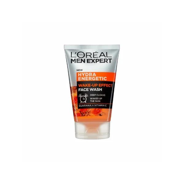 L'Oréal Men Expert Hydra Energetic Wake-Up Effect Face Wash 100ml – Anti-Fatigue Deep Cleanser with Vitamin C & Guarana (Imported)