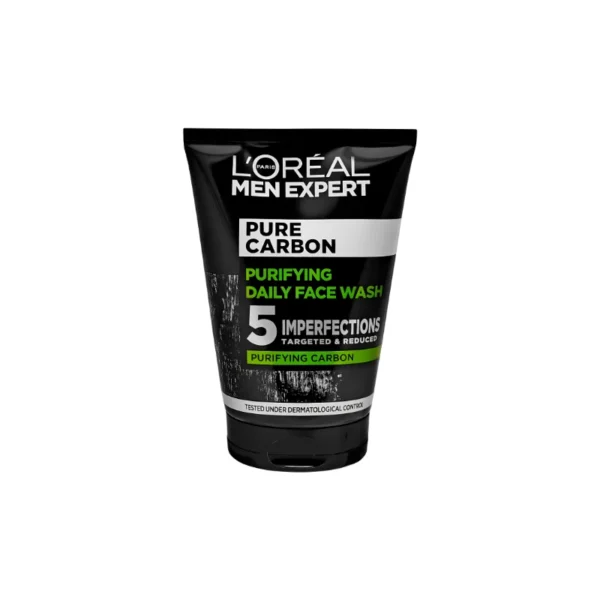 L'Oréal Men Expert Pure Carbon Anti-Imperfection 5-in-1 Face Wash 100ml – Deep Purifying Charcoal Cleanser (Imported)