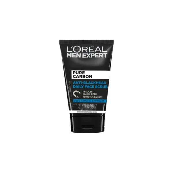 L'Oréal Men Expert Pure Carbon Anti-Blackhead Daily Face Scrub 100ml – Deep Cleansing Exfoliating Scrub (Imported)
