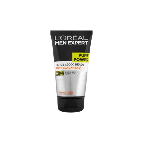 L'Oréal Men Expert Pure Carbon Anti-Blackhead Daily Face Scrub 150ml – Deep Cleansing Exfoliating Scrub (Imported Value Size)