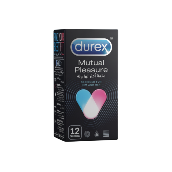Durex Mutual Pleasure Condoms 12 Pack – Ribbed & Dotted Delay Climax Natural Rubber Latex Condoms (Imported)