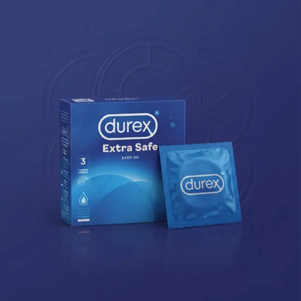 Durex Extra Safe Easy-On Condoms 3 Pack – Thicker Natural Rubber Latex Extra Lubricated Condoms (Imported)