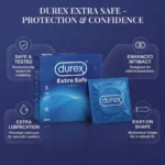Durex Extra Safe Easy-On Condoms 3 Pack – Thicker Natural Rubber Latex Extra Lubricated Condoms (Imported) - Image 3
