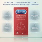Durex Settebello Supersottile Ultra Thin Condoms 10 Pack – High Sensitivity Smooth Natural Rubber Latex Condoms (Imported) - Image 3