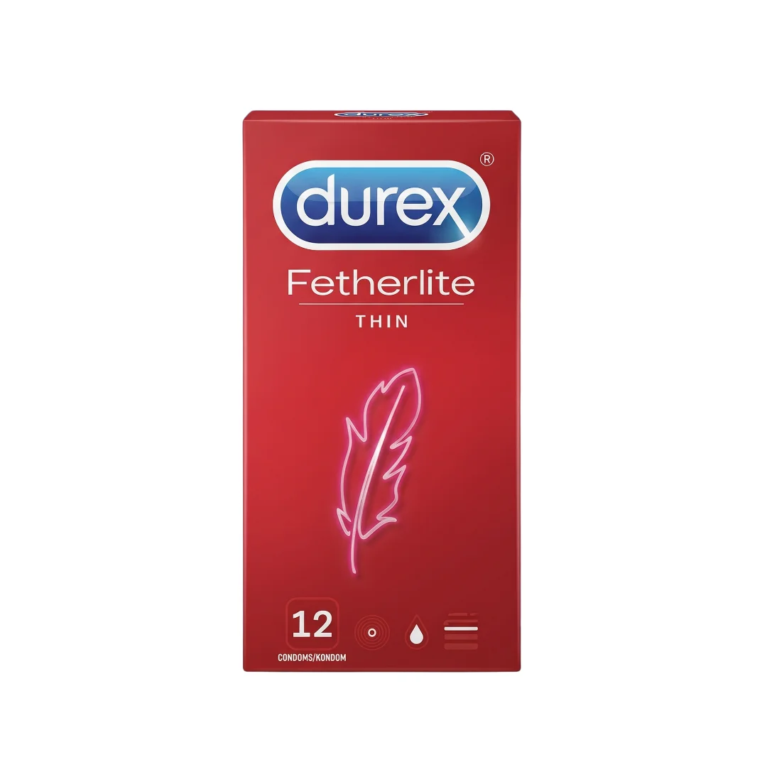 16 Durex Fetherlite Thin Condoms 12 Pack – Ultra Thin High Sensitivity Natural Rubber Latex Condoms (Imported) - Image 1