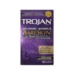 Trojan Studded BareSkin Condoms 10 Pack – Ultra-Thin Textured Premium Lubricated Natural Latex Condoms (Imported)