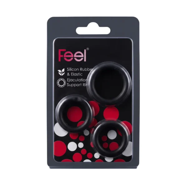 Feel Silicone Rubber & Elastic Ejaculation Support Rings (3-Pack Set) – Reusable Stretchable Performance Rings for Men (Imported)