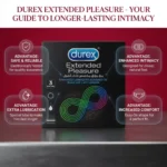 Durex Extended Pleasure Condoms 3 Pack – Benzocaine Delay Climax Natural Rubber Latex Condoms (Imported) - Image 3