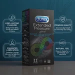 Durex Extended Pleasure Condoms 12 Pack – Benzocaine Delay Climax Natural Rubber Latex Condoms (Imported) - Image 3