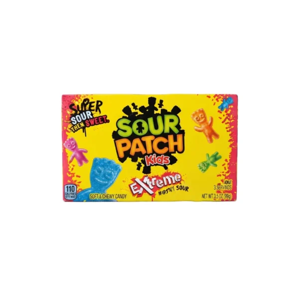 Sour Patch Kids Extreme Soft & Chewy Candy 99g (3.5 oz Theater Box) – Super Sour Then Sweet Assorted Fruit Flavored Gummy Candy (Imported USA)