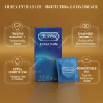 Durex Extra Safe Easy-On Condoms 12 Pack – Thicker Natural Rubber Latex Extra Lubricated Condoms (Imported) - Image 3