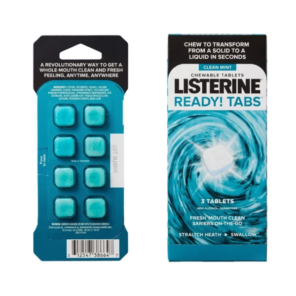 Listerine Ready! Tabs Chewable Clean Mint Tablets (3-Pack) | On-the-Go Breath Freshener Price in Pakistan