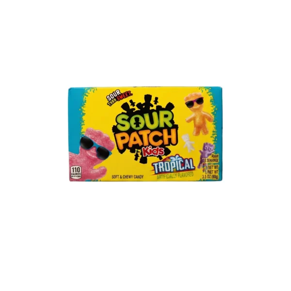 Sour Patch Kids Tropical Soft & Chewy Candy 99g (3.5 oz Theater Box) – Sour Then Sweet Exotic Fruit Flavored Gummy Candy (Imported USA)
